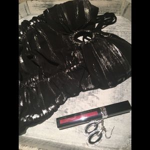 Silky Metallic Silver Halter Dress